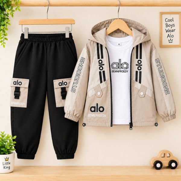 Boys "Rolls Royce" Hooded Jacket & Cargo Pants Set - Image 2