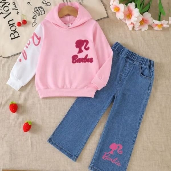 Pink Barbie Hoodie & Denim Pant