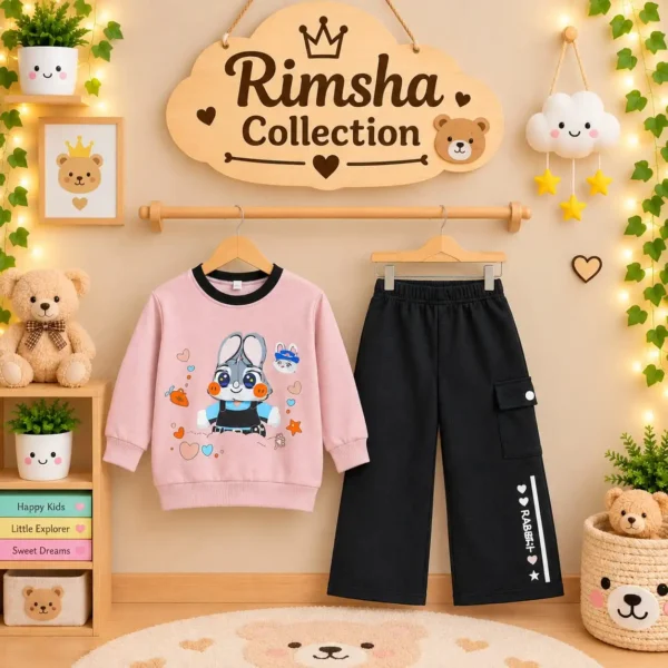 Girl Cute Bunny Sweatshirt Set
