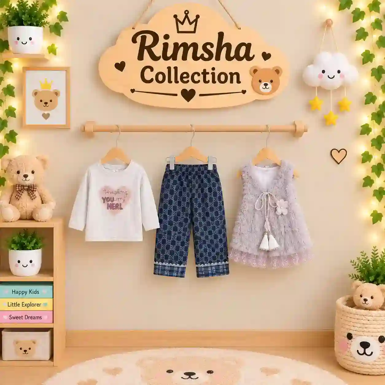 Girls Plush Vest and Printed Suit - Image 2